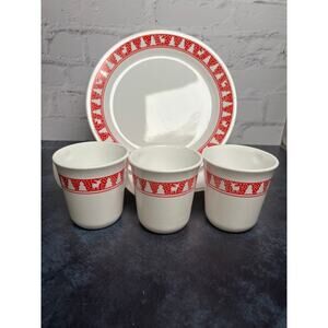 VTG  Corelle Corning Winter Festival Red Trees Reindeer Dinnerware Replacements